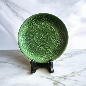 Set van 4 schoteltjes van groen geglazuurd aardewerk - vinta beschikbaar voor biedingen