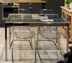 Table en verre extensible + 4 chaises transparentes, Maison & Meubles, Tables | Tables à manger, Enlèvement, Verre