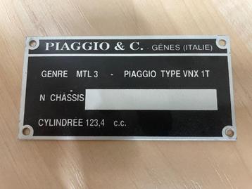 Vespa P125X VIN plaatje beschikbaar voor biedingen