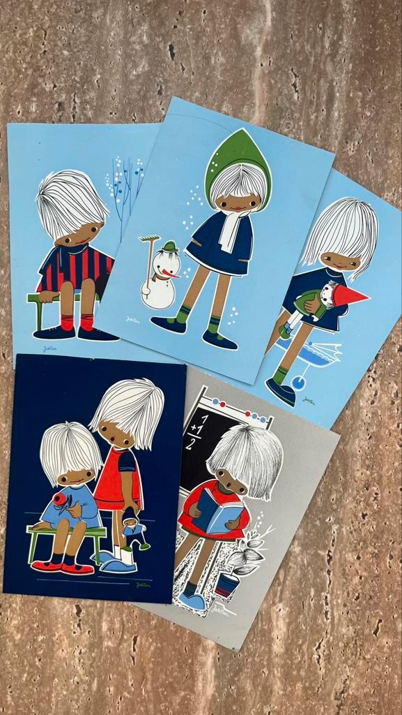 Jaren’70 vintage 5 ansichtkaarten Jaklien samen voor € 5,00, Verzamelen, Postkaarten | Themakaarten, 1960 tot 1980, Kinderen, Ophalen of Verzenden