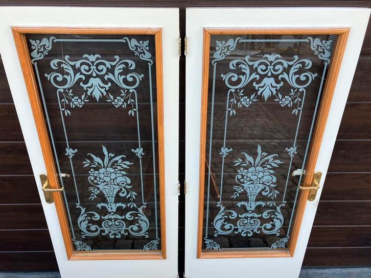 2x Prachtige binnendeur met uniek geëtste glastekening, Bricolage & Construction, Fenêtres & Moustiquaires, Porte intérieure, Verre