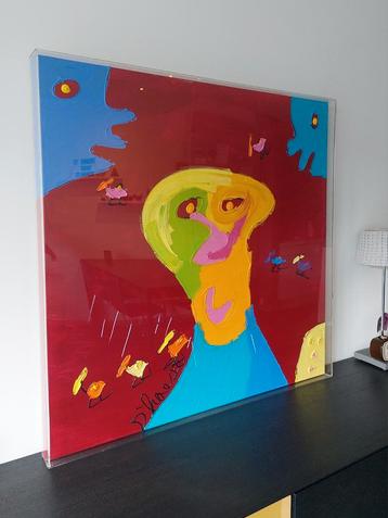 Hannes D'haese - moderne compositie op doek. 100x100 cm