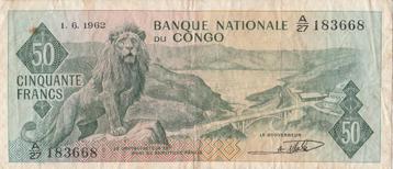 BANQUE NATIONALE DU CONGO 50 FRANCS 1962, Enlèvement ou Envoi, Autres pays, Billets en vrac