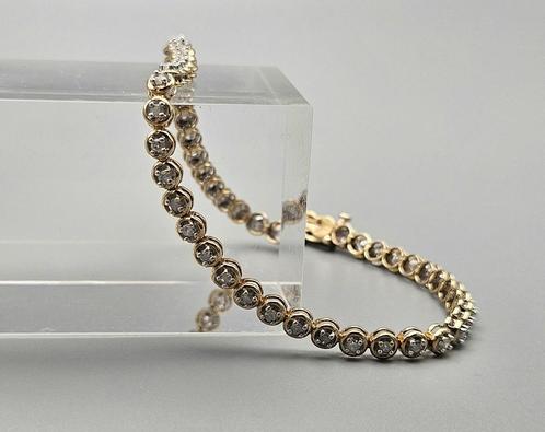 Gouden Vintage tennisarmband diamant ca: 0.50 ct. 2024/499., Handtassen en Accessoires, Armbanden, Zo goed als nieuw, Goud, Goud