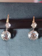 Antieke oorbellen met diamanten 1,30kt, certificaat ALGT, Ophalen of Verzenden, Goud, Oorbellen, Met edelsteen