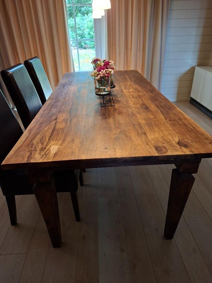 Donkerbruine koloniale tafel, Huis en Inrichting, Tafels | Salontafels, Gebruikt, 75 cm of meer, 50 tot 100 cm, 200 cm of meer
