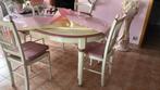 Table avec rallonge et ses 4 chaises, Maison & Meubles, Enlèvement, Comme neuf, Ovale, Pin