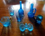 7 Petites VERRERIES ANCIENNES(pour vitrine) - Bleus IMPEC., Nieuw, Ophalen, Verre "coloris bleu "  verre -vieux chênée - cristal