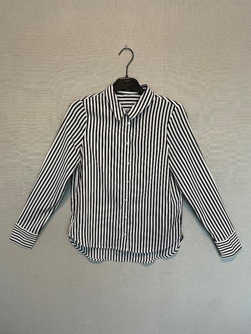 Zwart-wit gestreept dameshemd (38), Kleding | Dames, Blouses en Tunieken, Zo goed als nieuw, Maat 38/40 (M), Zwart, Ophalen of Verzenden