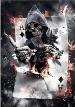 Diamond Painting - Ronde Steentjes - Skull Met Kaart- 40 x 3, Ophalen of Verzenden, Nieuw, Knutselwerk