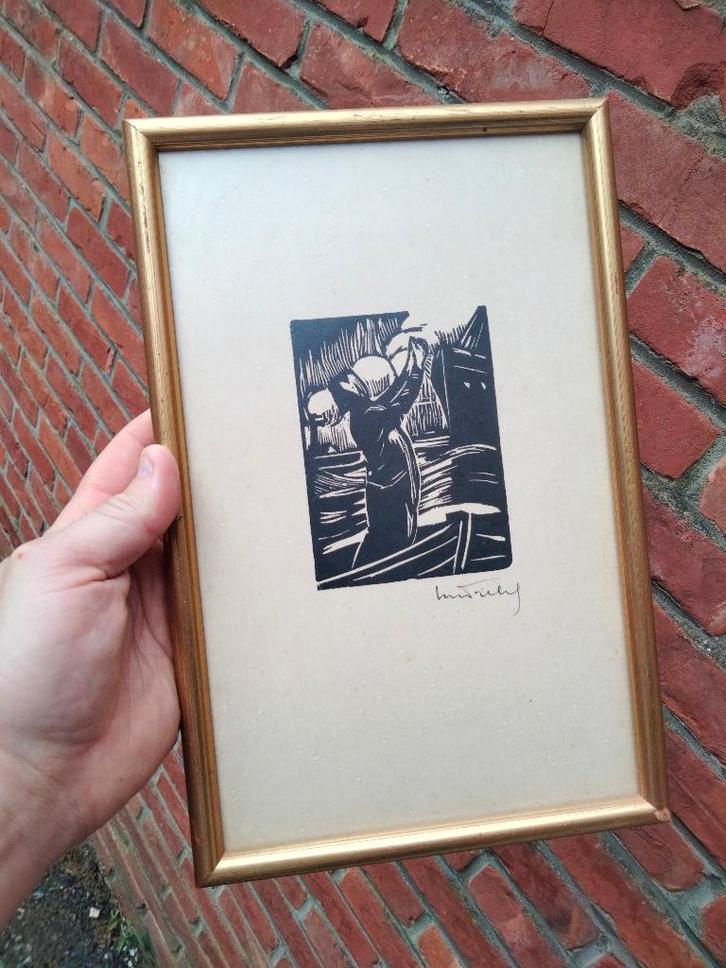 Mooie houtsnede ? Gesigneerd kunst, Antiek en Kunst, Kunst | Overige Kunst, Ophalen of Verzenden