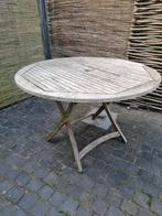 Ronde teak tafel, Tuin en Terras, Tuinsets en Loungesets, Ophalen, 4 zitplaatsen, Gebruikt, Hardhout
