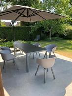 Tuinset met 8 stoelen + kussen, Ophalen, Kunststof, Gebruikt, 8 zitplaatsen