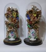 paar stolpen met waaiervaas en bloemen, Antiek en Kunst, Ophalen