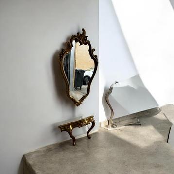 Vintage gouden barok spiegel met legger console tafeltje  beschikbaar voor biedingen