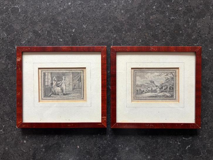 Set Antieke Gravures (1784) - Wolff & Deken - Fabelen, Antiek en Kunst, Kunst | Etsen en Gravures, Ophalen