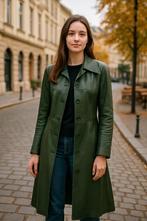 Vintage Jas in leer ALCODIN van de jaren 70 groen donker, Kleding | Dames, ANDERE, Ophalen of Verzenden, Zo goed als nieuw, Groen