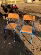 oude schoolstoelen, Maison & Meubles, Chaises, Bleu, Vintage, Enlèvement, Utilisé