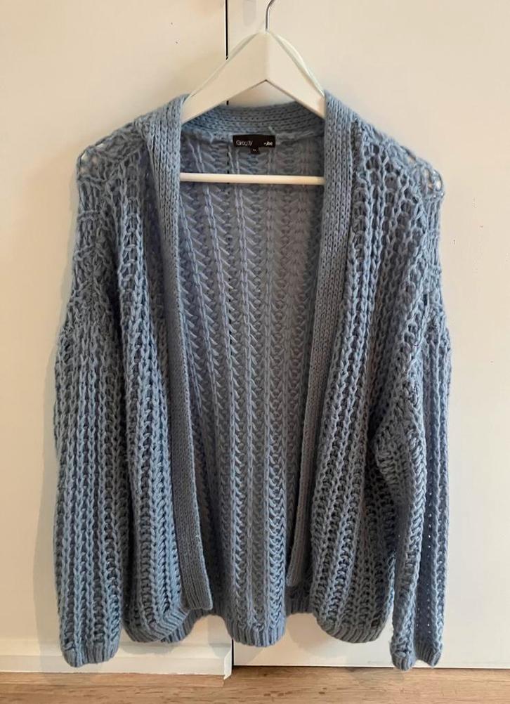 Prachtige lichtblauwe cardigan, Kleding | Dames, Truien en Vesten, Zo goed als nieuw, Maat 38/40 (M), Blauw, Ophalen of Verzenden