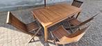 Bristol Table + 4 nieuwe teakhouten stoelen, Ophalen, Nieuw, Rechthoekig, Hout