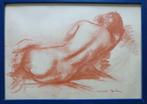 MARCEL ROCHE / RUGGELINGS NAAKT / KLEURLITHO / 23x31cm KADER, Antiek en Kunst, Kunst | Etsen en Gravures, Ophalen of Verzenden