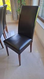 moderne stoelen eetkamer met lederen zitting en rug, Huis en Inrichting, Ophalen, Bruin, Hout, Zo goed als nieuw