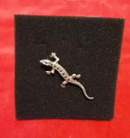 Zilveren salamander broche / speld met markasietsteentjes, 4 tot 7 cm, Met edelsteen, Ophalen of Verzenden, Zo goed als nieuw