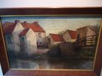 1901 Charles Jos. WATELET °1867-1954 olieverf hoeve aan brug, Ophalen