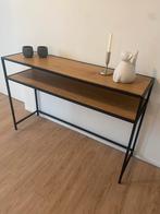 Wandtafel metaal/eik in heel goede staat, Huis en Inrichting, Tafels | Sidetables, Ophalen, 100 tot 150 cm, Zo goed als nieuw