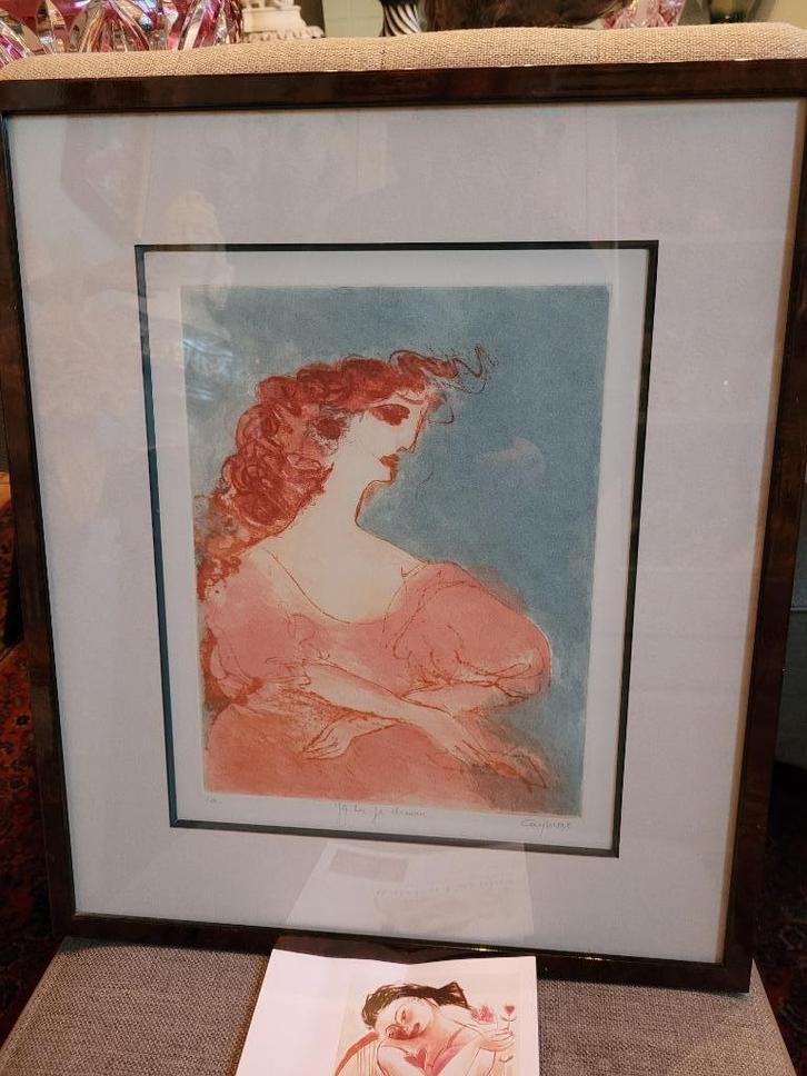 grafisch werk van KATRIEN CAYMAX titel : jij in je dromen, Antiek en Kunst, Kunst | Etsen en Gravures, Ophalen