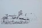Jaap Schouten pentekening en potlood "Boerderij", ca. 1965, Antiek en Kunst, Ophalen