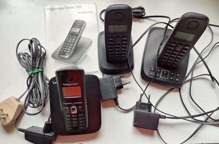 draadloze DECT telefoons belgacom twist, Telecommunicatie, Vaste telefoons | Handsets en Draadloos, Gebruikt, 3 handsets, Ophalen of Verzenden