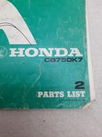 Onderdelenboek voor Honda CB 750 K7  , 1977 met OEMnummers, Honda