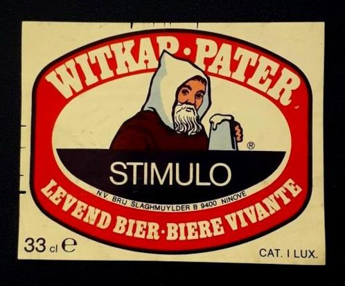 bieretiket " Witkap-pater" - Brij Slagmuylder - Ninove, Verzamelen, Biermerken, Nieuw, Ophalen of Verzenden