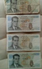 4 Biljetten van 20 Belgische frank, ook per stuk te koop, Postzegels en Munten, Bankbiljetten | België, Ophalen of Verzenden