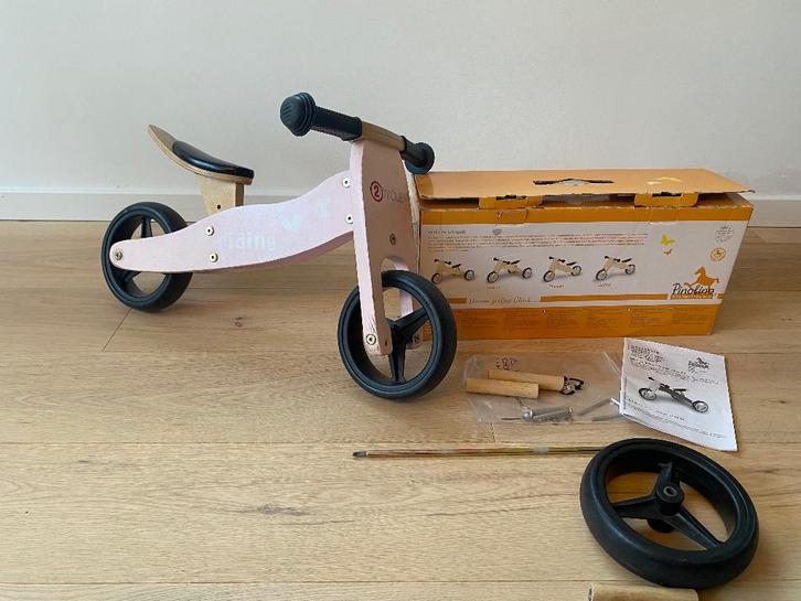 Houten loopfiets en driewieler 2 in 1, Fietsen en Brommers, Fietsen | Kinderfietsjes, Gebruikt, Minder dan 16 inch, Ophalen