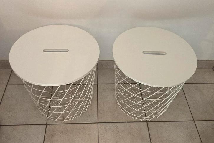 Bijzet tafeltjes / 2 stuks., Huis en Inrichting, Tafels | Bijzettafels, Zo goed als nieuw, Rond, Minder dan 45 cm, Minder dan 55 cm