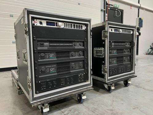 QSC/DBX sub-top amplifier rack (2x), Audio, Tv en Foto, Luidsprekerboxen, 120 watt of meer, Ophalen of Verzenden