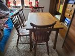 Table + 4 chaises en chêne massif, Chêne, Rectangulaire, 50 à 100 cm, Enlèvement