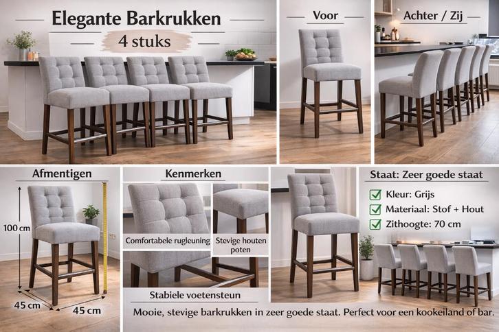 Barkrukken / Barstoelen, Huis en Inrichting, Barkrukken, Zo goed als nieuw, Hout, Ophalen