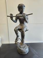 Bronzen fluitspeler 77,5cm hoog, Antiek en Kunst, Antiek | Brons en Koper, Ophalen of Verzenden