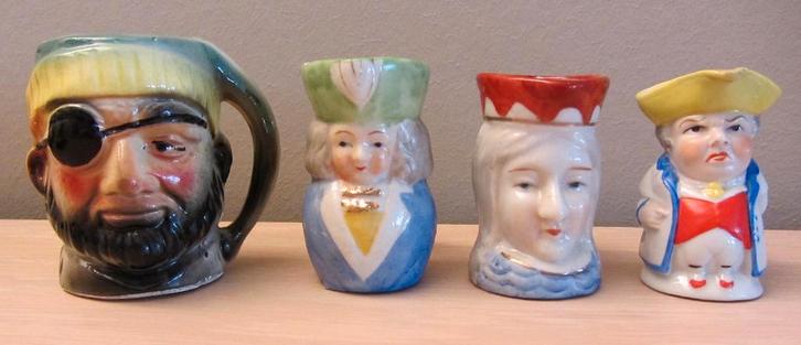 4 Toby Jugs (Groot-Brittannië)., Antiquités & Art, Antiquités | Céramique & Poterie, Enlèvement ou Envoi