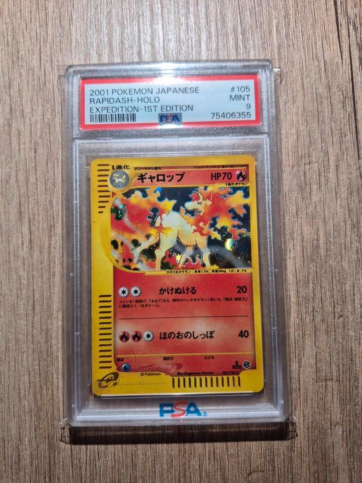 Pokémon rapidash holo expedition 1st edition jap mint psa 9, Hobby en Vrije tijd, Verzamelkaartspellen | Pokémon, Ophalen of Verzenden