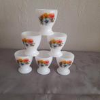 6 Vintage  eierdopjes Arcopal  - bloemenmotief  (lot)., Ophalen