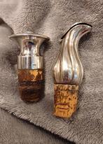 2 oude zilverkleurige flessenstoppen, Ophalen of Verzenden