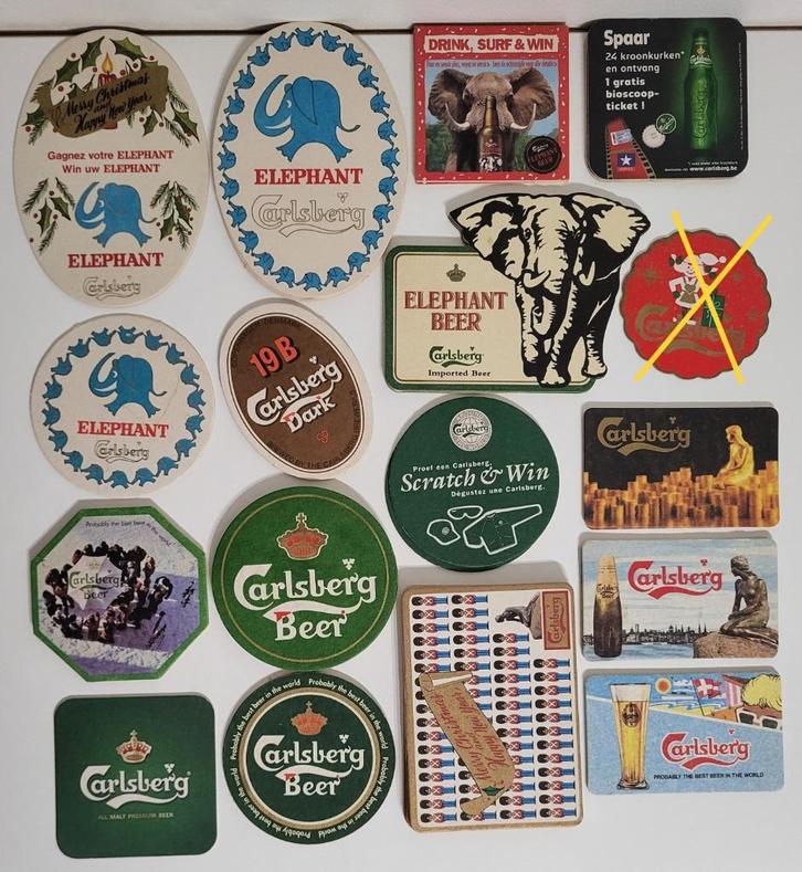 viltjes Carlsberg bierviltjes elephant beer bierkaartjes, Verzamelen, Biermerken, Zo goed als nieuw, Viltje(s), Overige merken