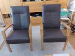 2 bruine leren fauteuils, Nieuw, Minder dan 75 cm, Moderne, Hout