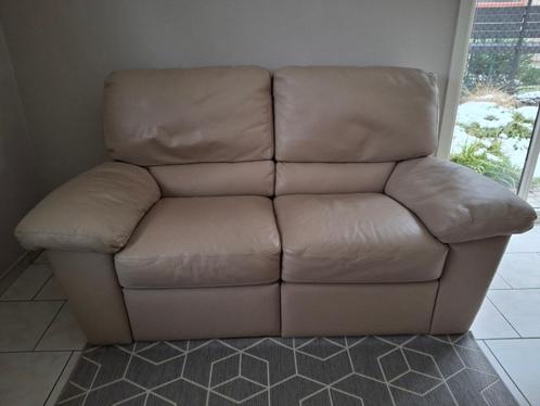 Lederen salon - kleur taupe - merk Italsofa, Huis en Inrichting, Zetels | Complete zithoeken, Gebruikt, Leer, Ophalen