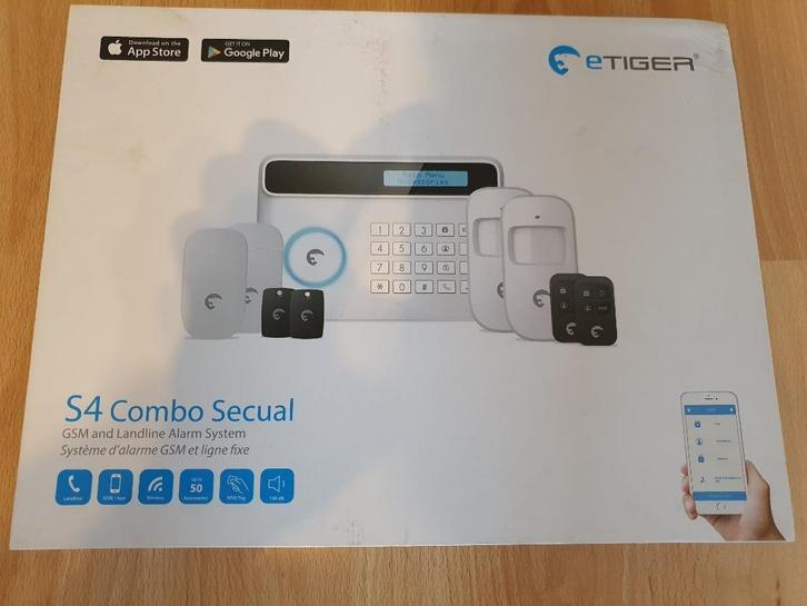 Alarmsysteem eTIGER s4 combo secual, Doe-het-zelf en Bouw, Alarmsystemen, Gebruikt, Compleet systeem, Beweging, Afstandsbediening