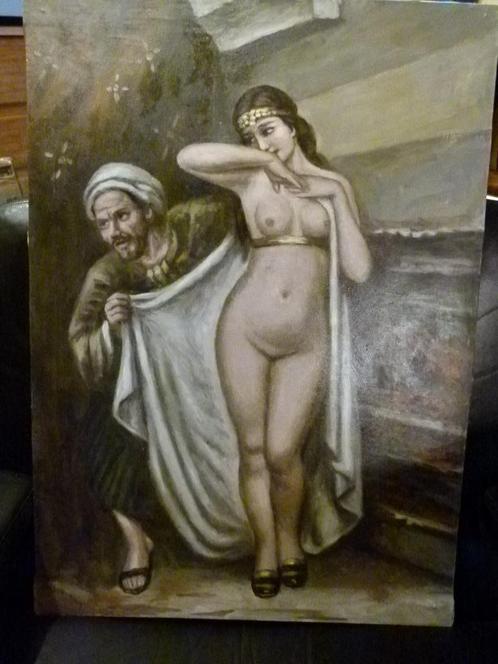 antiek naaktschilderij ``Blanke slavin`` slavenmarkt Orient, Antiek en Kunst, Kunst | Schilderijen | Klassiek, Ophalen of Verzenden